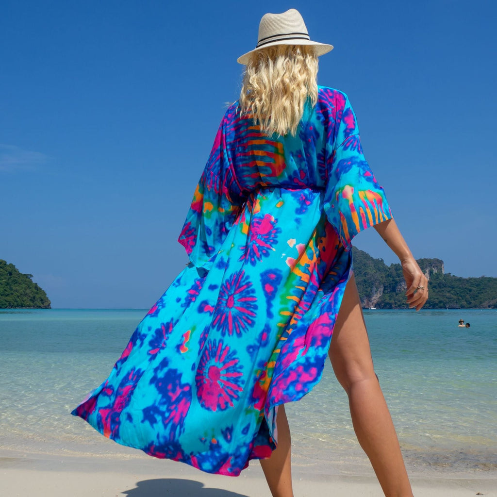 Rayon Printed Cardigan Holiday Casual Beach Bikini Cover Colors Bella Mia