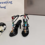 Summer 11cm Stiletto Heels Pearl Open Toe Ankle Strap Buckle Sandals Women Sexy Bella Mia