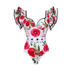 Spring Sexy Swimsuit Women Conservative Warm Printed Swimsuit Wrap Skirt Set Bella Mia