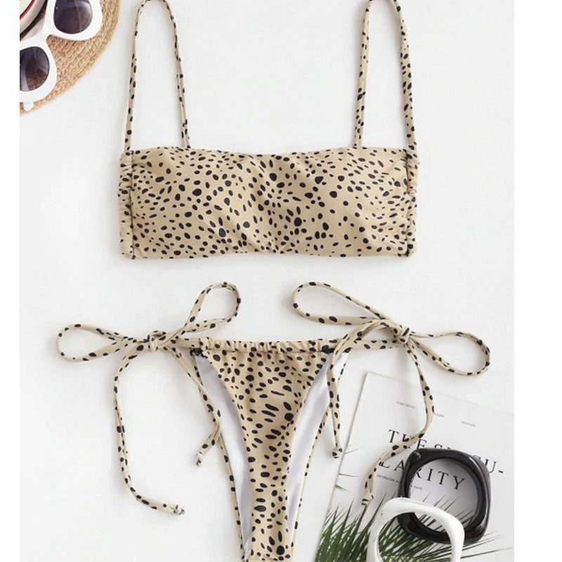 Swimsuit Flat Chest Split Printed Bikini