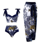 Retro Split Swimsuit Three Piece Set Swimsuit Lace Up Beach Skirt Bella Mia
