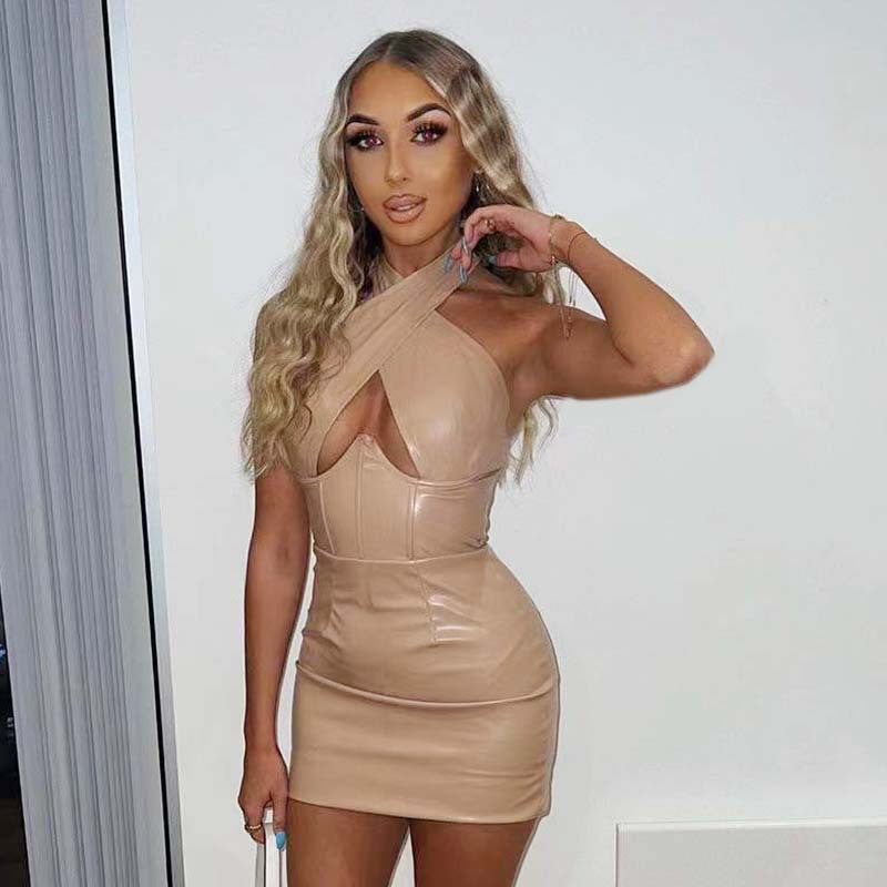 Spring Popular Halter Sexy Topless Slimming Sheath Sleeveless Dress Women Dress Bella Mia