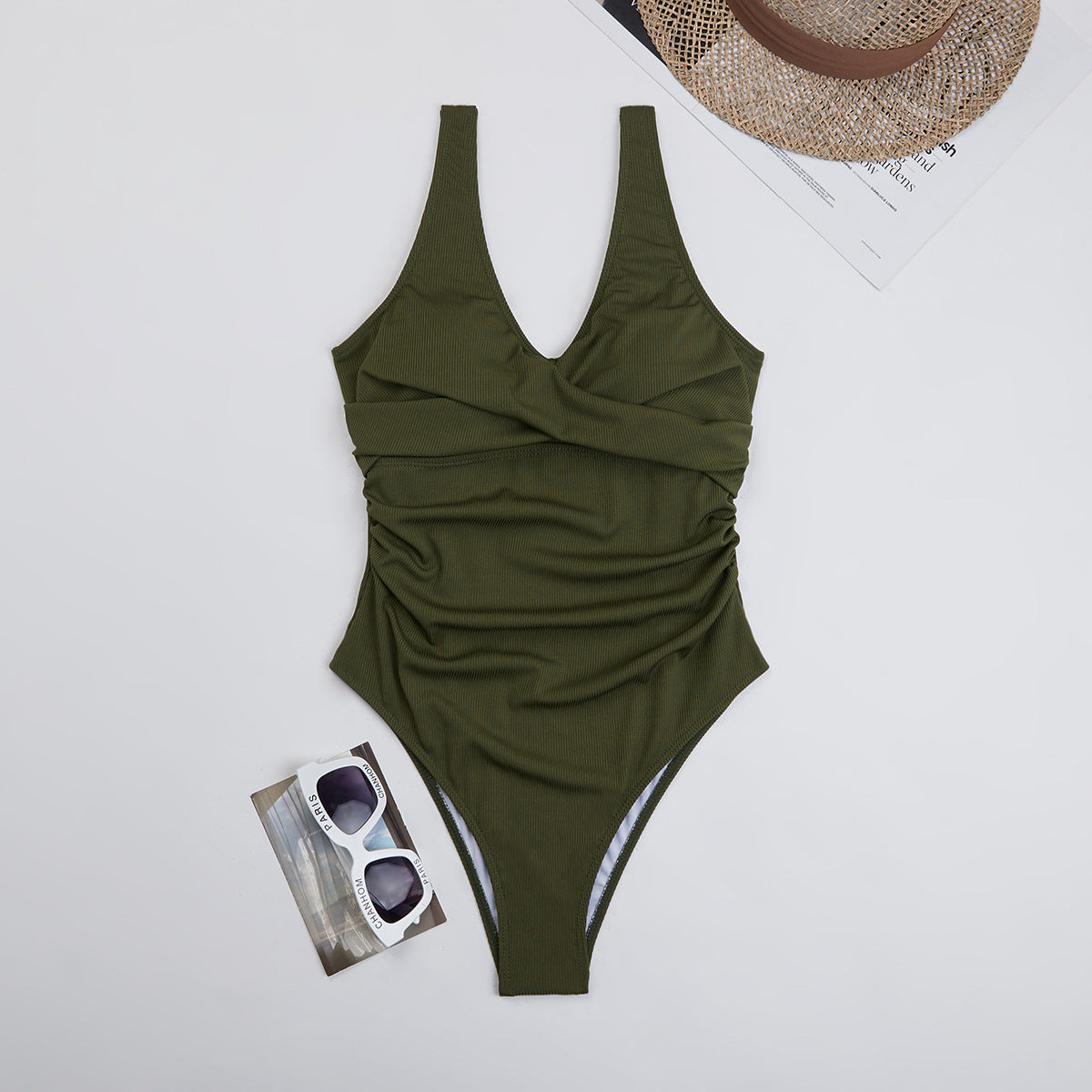 Swimsuit Women Triangle One Piece Solid Color Bikini Sports Conservative Swimsuit Bella Mia