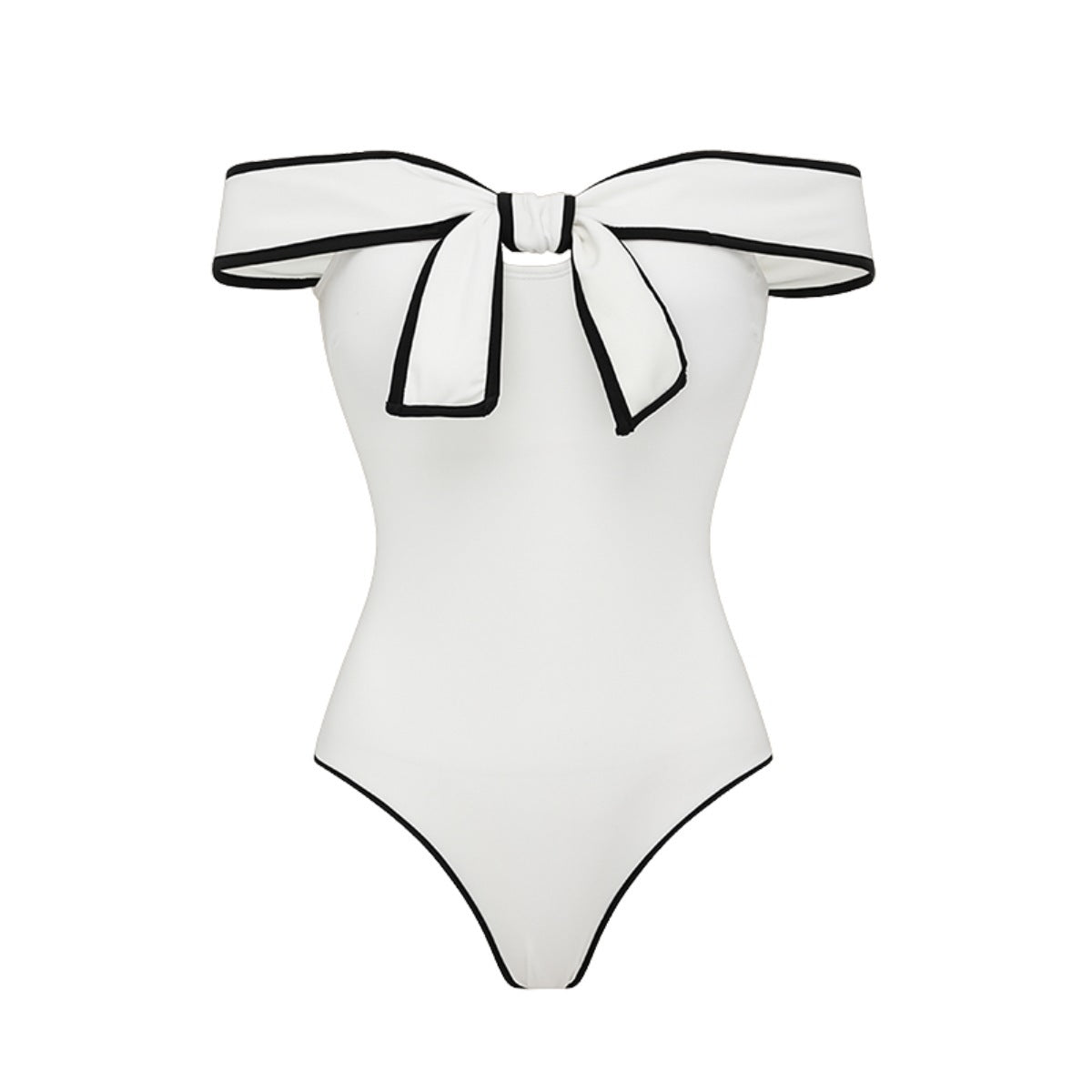 Swimsuit Black White Color Matching Sweet Girl Bow Swimsuit Women White Skirt Bella Mia