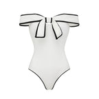 Swimsuit Black White Color Matching Sweet Girl Bow Swimsuit Women White Skirt Bella Mia