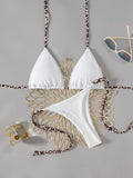 Bikini Contrast Color Lace Up Solid Color T Back Sexy Bikini Split Swimsuit for Women Bella Mia