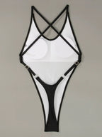 Fashion Women's Sexy Open Back Cross T-Back One-Piece Bikini Swimsuit Sexy Net Red High Harpoon Trousers Bikini Luxlife Brands