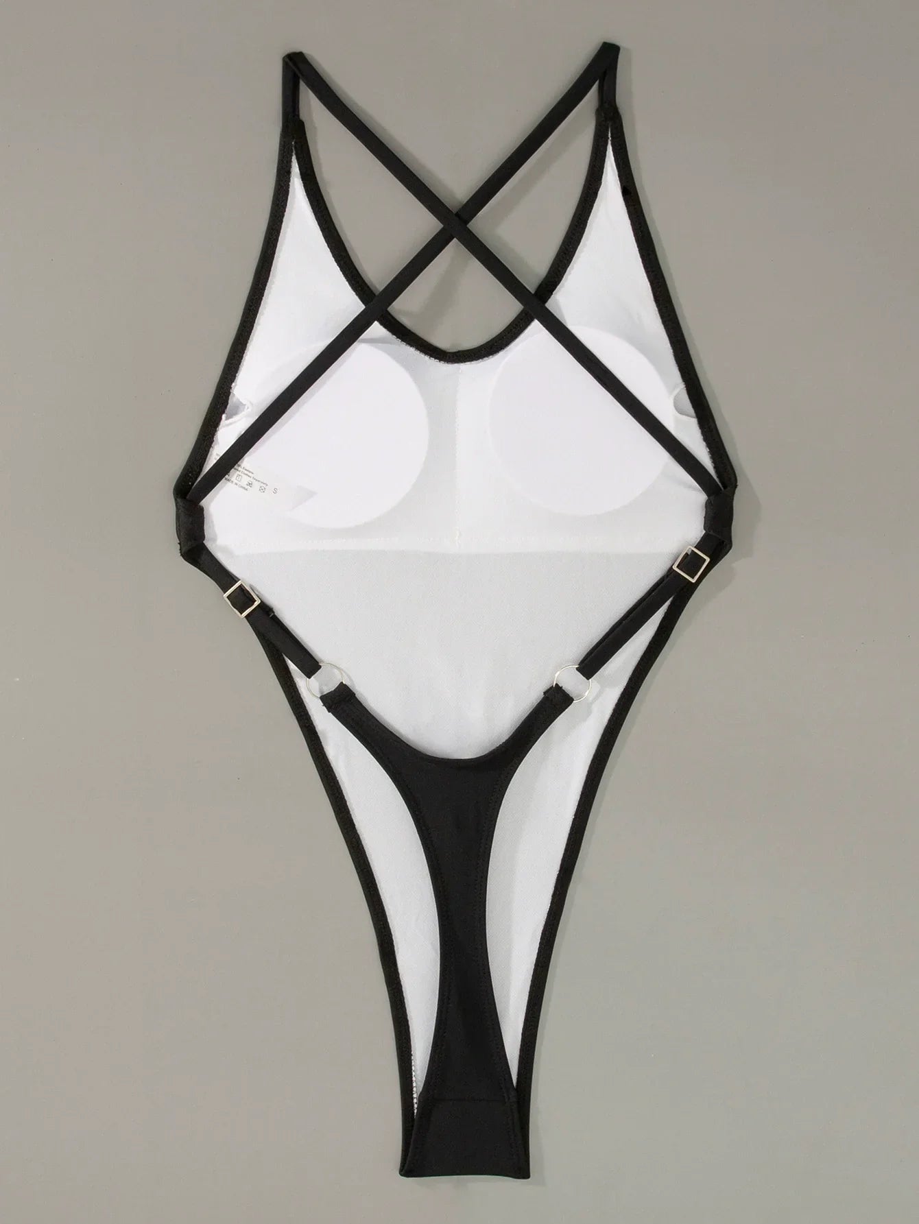 Fashion Women's Sexy Open Back Cross T-Back One-Piece Bikini Swimsuit Sexy Net Red High Harpoon Trousers Bikini