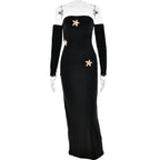 Pleated Long Sleeved Women Dress Fashionable Sexy Sheath Slim Fit Dress Bella Mia