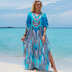 Printed Robe Seaside Holiday Sun Protection Shirt Beach Dress Bikini Swimsuit Blouse Outer Wear Bella Mia