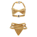 Spring Women Clothing Vacation Halter Top Solid Color Sexy Bikini Set for Women Bella Mia