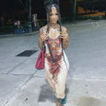 Personalized Printed Lace Lace Spaghetti Strap Dress Spring Slim Fit Maxi Dress Bella Mia
