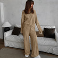 Autumn Loose Casual Striped Knitted Pajamas Women Long Sleeved Trousers Can Be Outerwear Homewear Bella Mia
