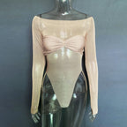 Spring Summer Best Women Clothes Off Neck See Through Triangle Jumpsuit Bella Mia
