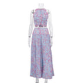 Summer Printed Skirt Set Women Arrival round Neck Sleeveless Cardigan Top Skirt Two Piece Set Commuting