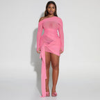 Spring Summer Women Wear Off Neck Design Sexy Pleated Dress Dopamine Sexy Bella Mia