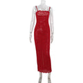 Women Clothing French High Grade Red Lace Tube Tops Strap Dress Slim Fit Sheath Dress Bella Mia