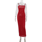 Women Clothing French High Grade Red Lace Tube Tops Strap Dress Slim Fit Sheath Dress Bella Mia