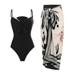 Bow Solid Color One Piece Women Swimwear Suit French Retro Cover Belly Slimming Swimsuit Bella Mia