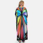 Rayon Printed Loose plus Size Robe Beach Cover up Vacation Maxi Dress Sun Protection Shirt Women Bella Mia
