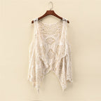 Women Summer Coat Thin Coat Sleeveless Lace Cardigan All Match Shawl Beachwear Sun Protection Clothing Women Hollow Out Cutout Shirt Bella Mia