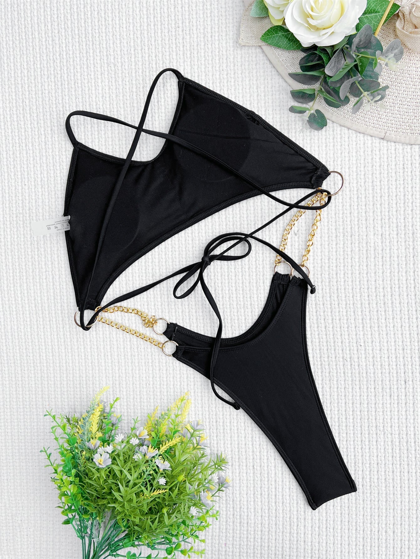 Women Double One Piece Swimsuit Banded Bikini Swimsuit Backless Swimsuit Solid Color Bikini Bella Mia