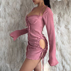 Lace-up Sexy Women Spring Summer New Solid Color Hollow-out Halter Tube Top Dress for Women Bella Mia