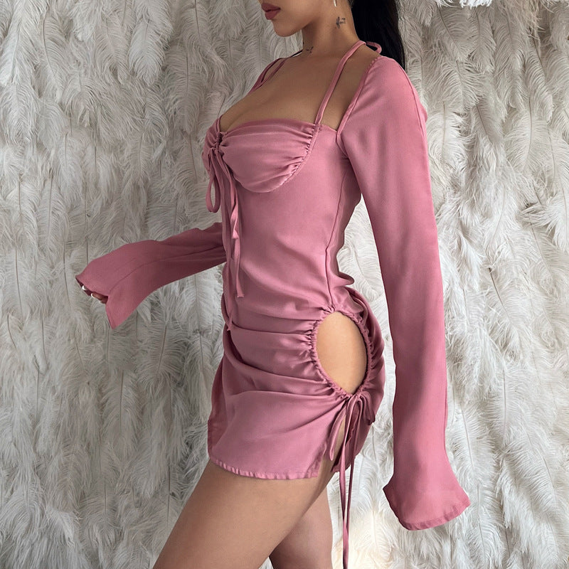 Lace-up Sexy Women Spring Summer New Solid Color Hollow-out Halter Tube Top Dress for Women Bella Mia