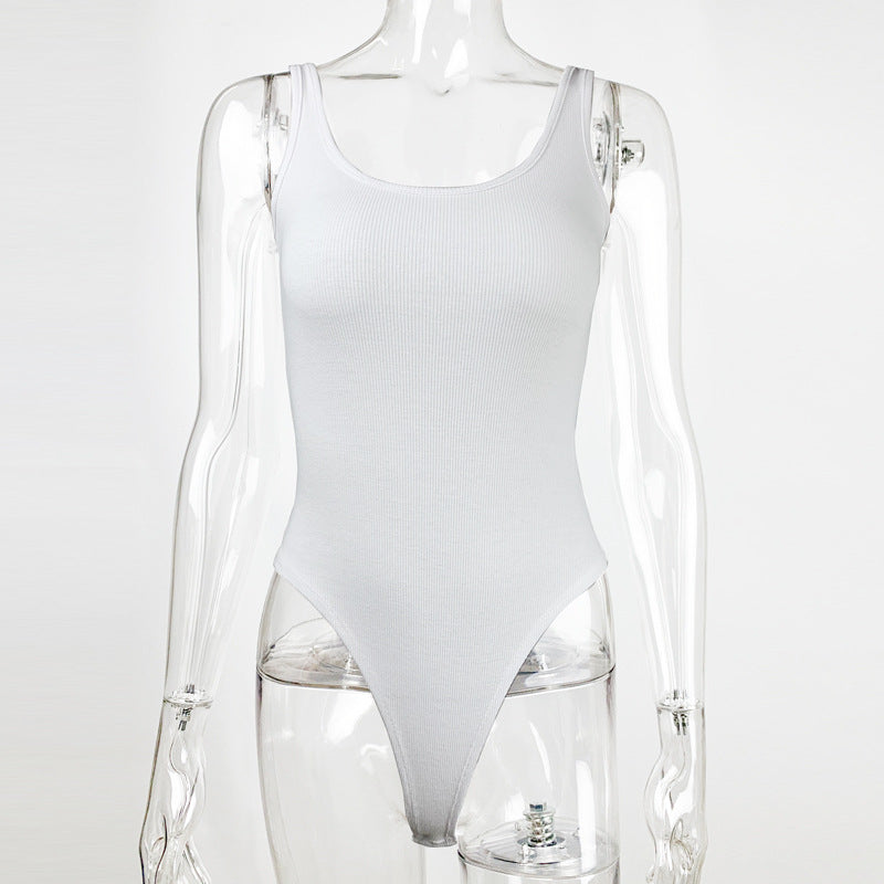 Summer Women Clothing Simple Sleeveless Top Backless Tight Vest Bodysuit Bella Mia