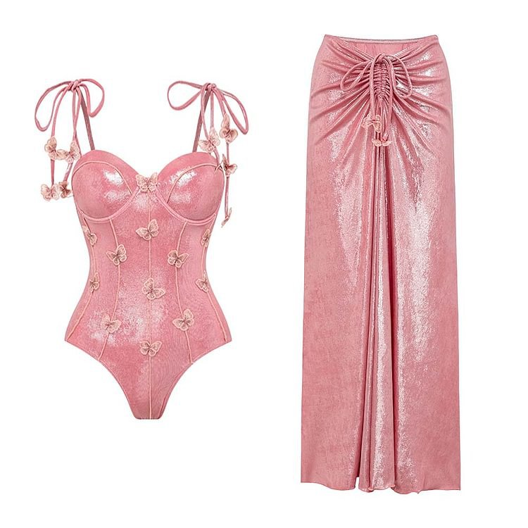 Luminous Fabric Bow One Piece Swimsuit Women Bella Mia