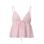 Women lothing Summer Sexy Slim Fit Camisole Low Cut Backless Lace up Sexy Vest Bella Mia