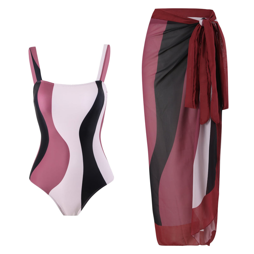 One Piece Triangle Swimsuit Sexy Swimsuit Sexy Belt Wrap Skirt Bella Mia