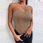 Women Patchwork Bodysuit Three-Dimensional Slim Fit Bodysuit Basic Strapless Tube Top Bodysuit Women Bella Mia