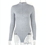 Autumn Winter Bottoming Shirt Women Clothing Long Sleeve Zipper Tight Bodysuit Bella Mia