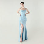 Camisole Tube Top Satin Pleated Fishtail High Slit Evening Dress Elegant Slim Dress for Dinner Ceremony Bella Mia