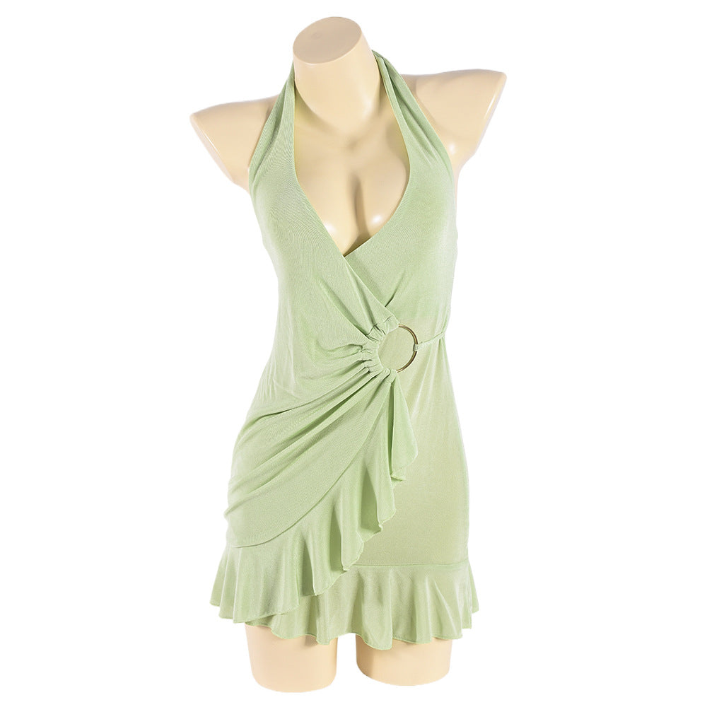 Women Autumn Hollow Out Cutout Exposed Neck Bandeau Sexy Glossy Stretch Dress Bella Mia