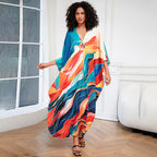 Positioning Print Holiday Loose plus Size Robe Beach Cover up Dress Bikini Cover-up Women's Clothing Bella Mia