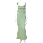 Summer Internet Celebrity Same Lace Strap Backless Dress Fashionable Ruffled Ribbon Dress Bella Mia