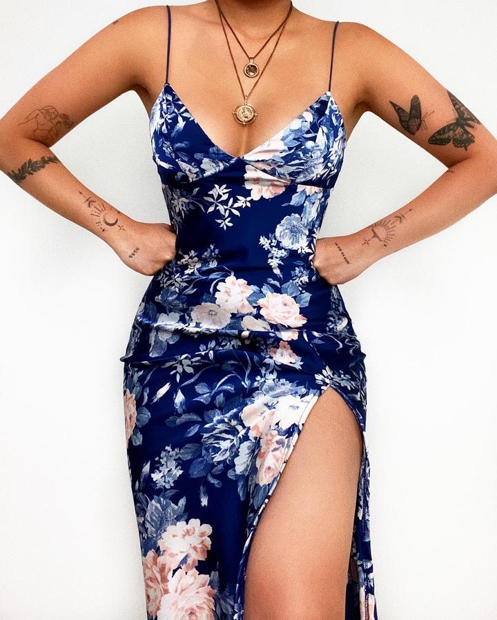 Spring Summer Floral Digital Printed Sexy Slim Strap Dress Bella Mia