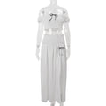 Women Clothing Summer Sexy Vacation off Neck Pleated Top Split Skirt Set Bella Mia
