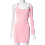 Women Clothing One Shoulder Long Sleeve Hollow Out Cutout Sheath Sexy Dress Bella Mia