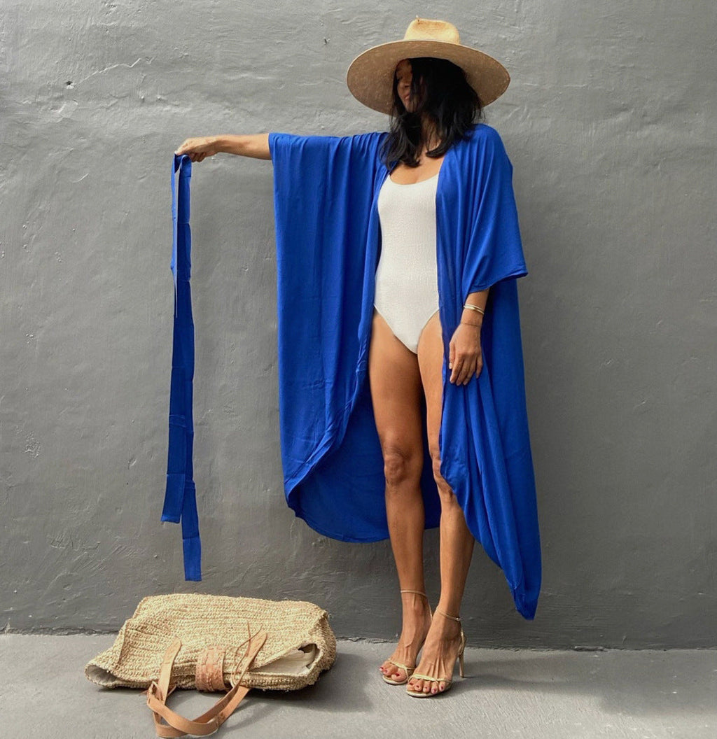 Rayon Solid Color Cardigan Holiday Casual Beach Bikini Cover 5 Colors Bella Mia