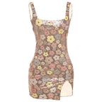 Spring Summer Women Clothing Fashionable Elegant Sexy Slim Fit Square Collar Sequined Hip Split Dress Bella Mia