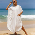 Cotton Shirt Sun Protection Cardigan Beach Cover Up Vacation Maxi Dress Bikini Swimsuit Outwear Bella Mia