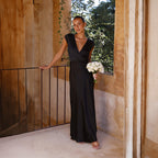 Women Dress Solid Color V neck Sexy Long Fishtail Dress Bella Mia