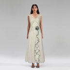 Sweet Milk Apricot round Neck Sleeveless Polka Dot Brace Maxi Dress Summer Women Clothes Dress Bella Mia