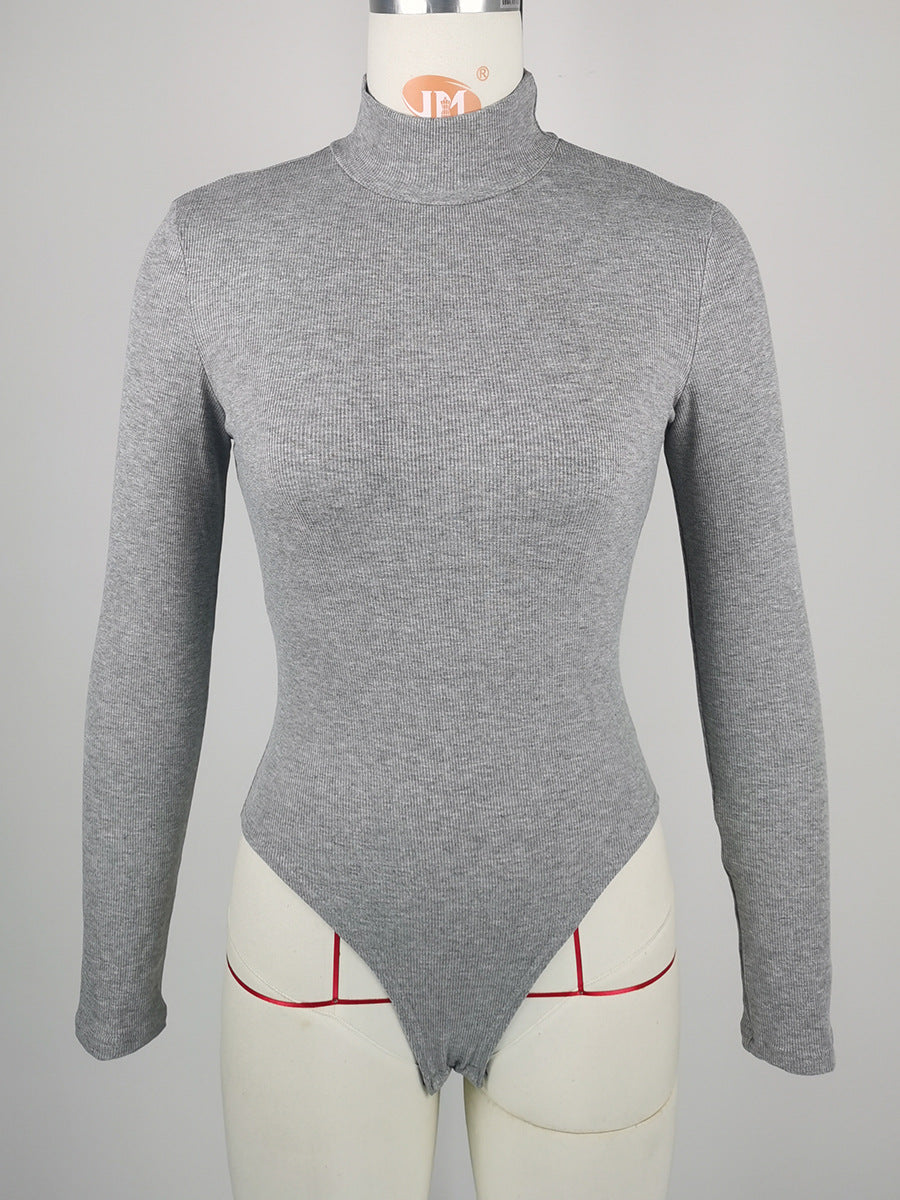 Winter Arrival Women' Cotton Rib Half Turtleneck Slim Fit Base Long Sleeve Jumpsuit Bella Mia