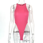 Summer Women Clothing Slim Vest Top Sexy Halter Sleeveless High Slit Bodysuit Bella Mia