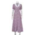 Elegant Floral Dress Summer Polo Collar Short Sleeve High Waist Print A line Dress for Women Bella Mia