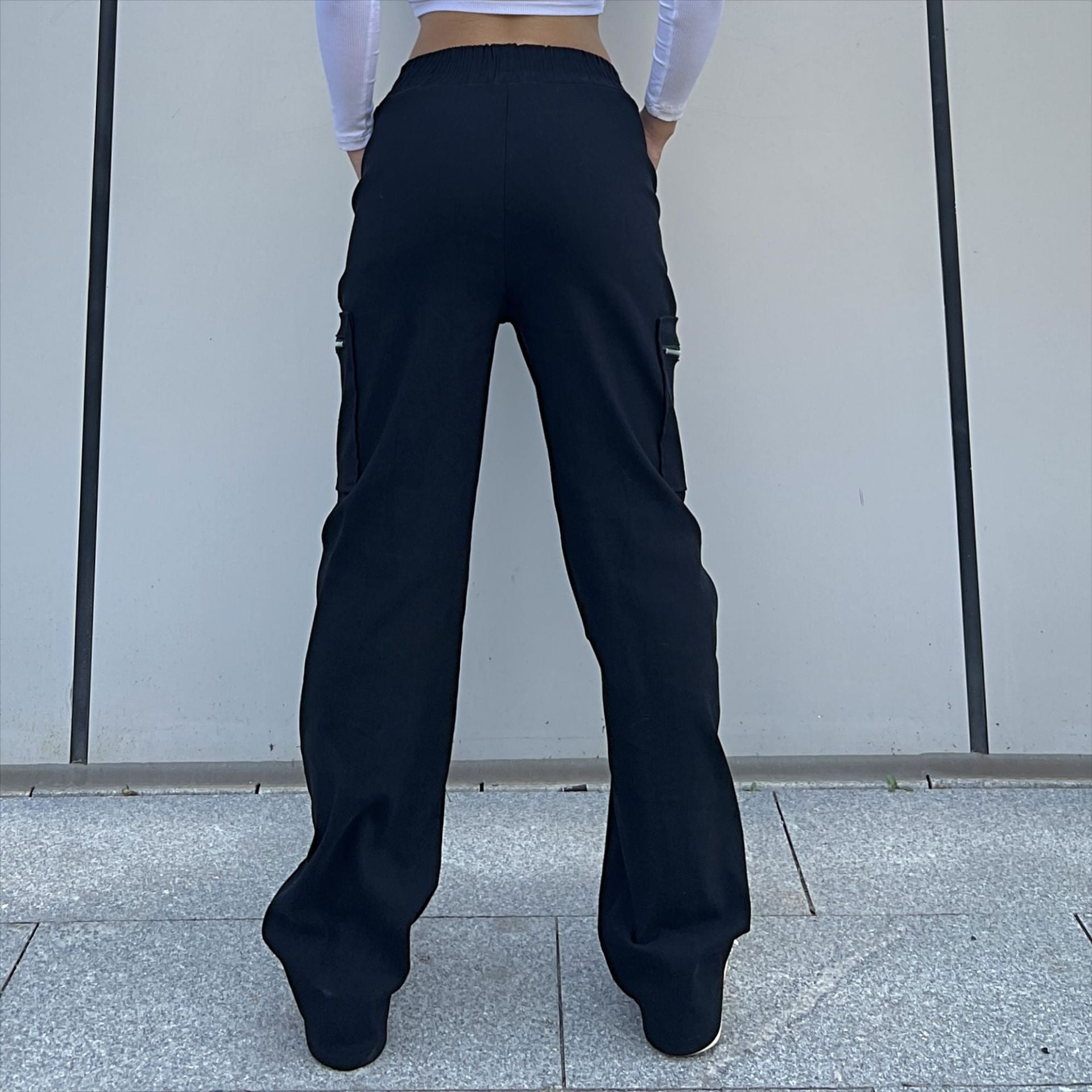 Trendy Women Pants Trendy Cargo Pants Pocket Zipper Trousers Loose Street Straight Leg Pants Mop Trousers Bella Mia